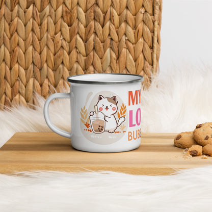 Bubble Tea Cat Enamel Mug