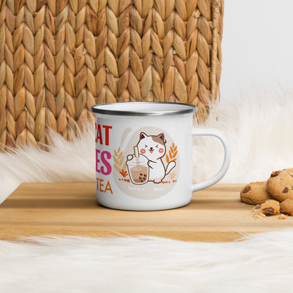 Bubble Tea Cat Enamel Mug