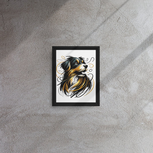 Black& Gold Dog Art Framed canvas