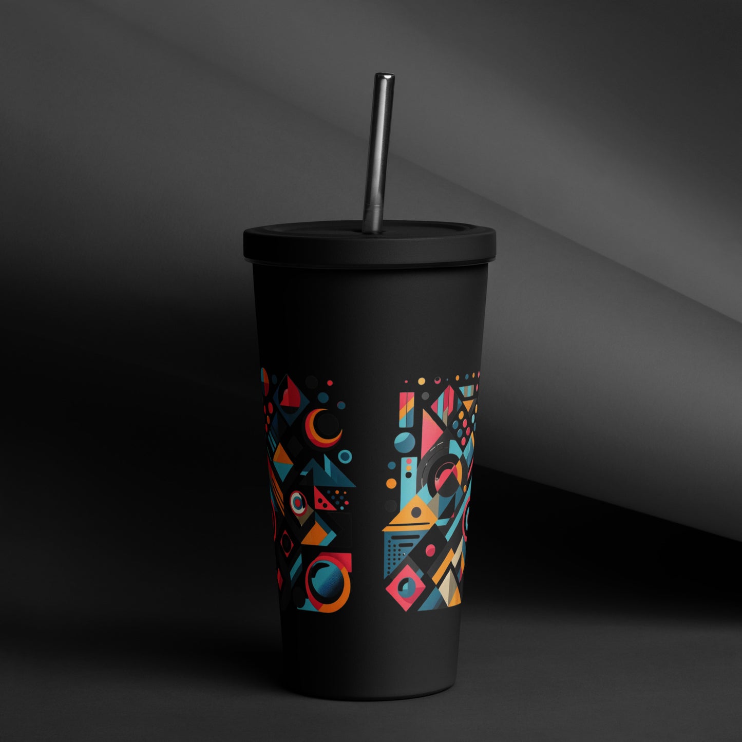 Geometric Harmony Insulated tumbler with a straw