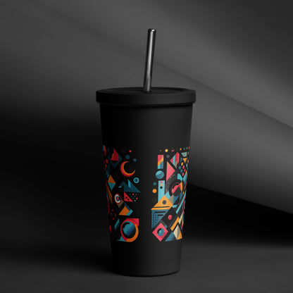 Geometric Harmony Insulated tumbler with a straw