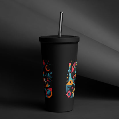 Geometric Harmony Insulated tumbler with a straw