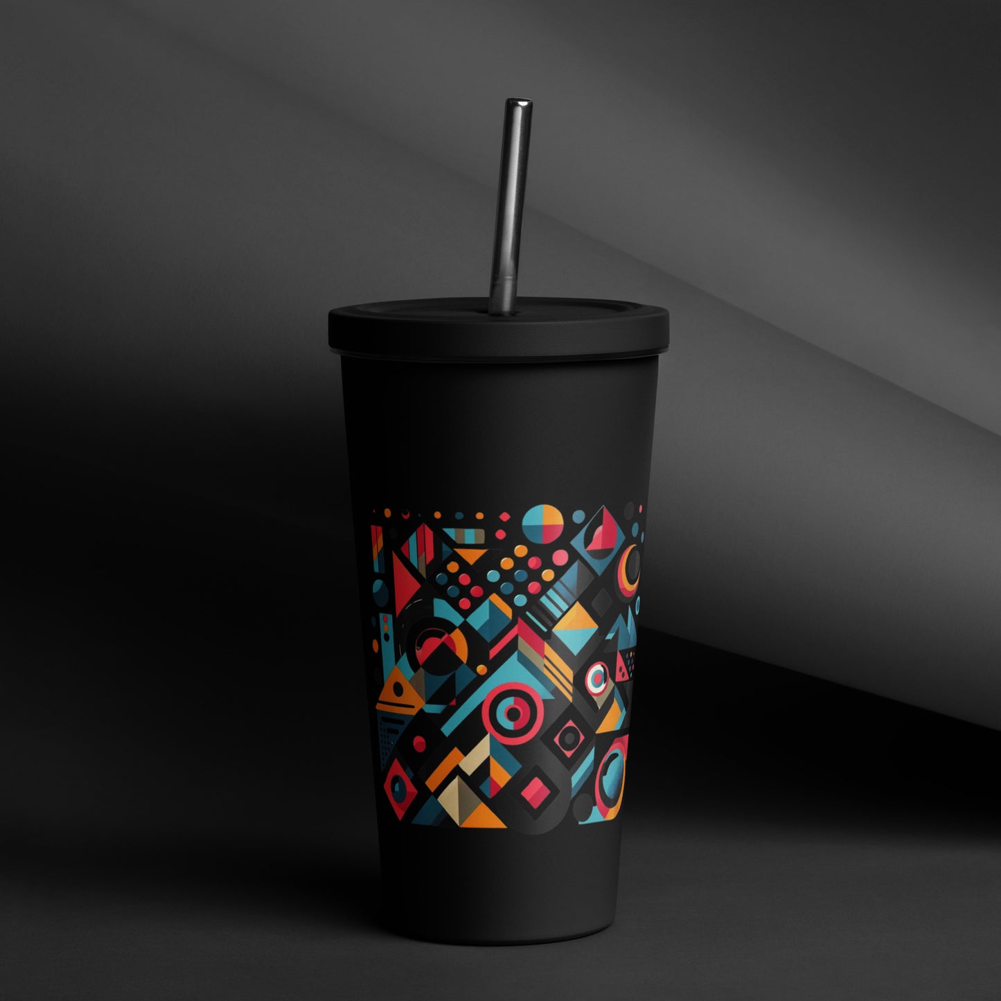 Geometric Harmony Insulated tumbler with a straw