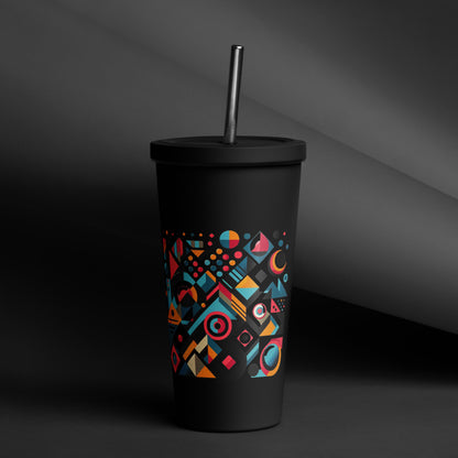 Geometric Harmony Insulated tumbler with a straw