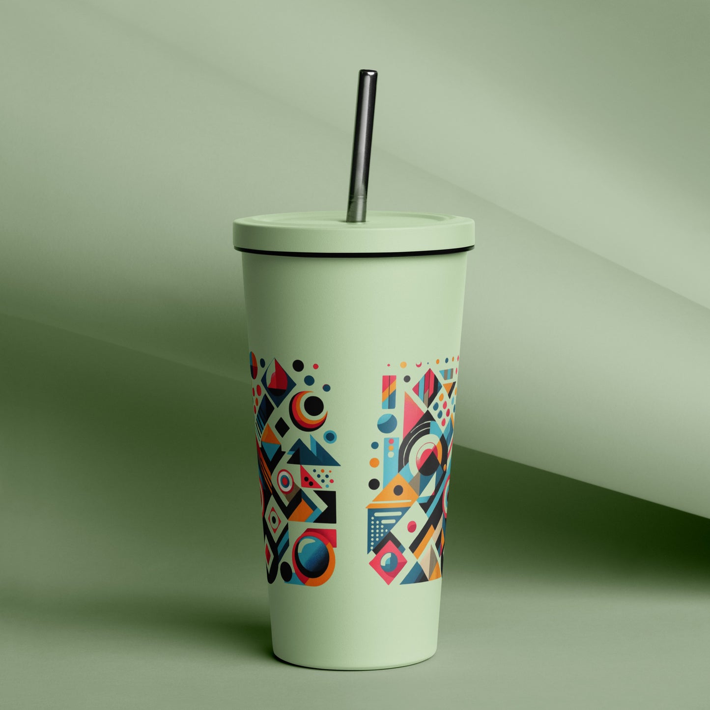 Geometric Harmony Insulated tumbler with a straw