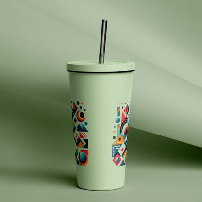 Geometric Harmony Insulated tumbler with a straw