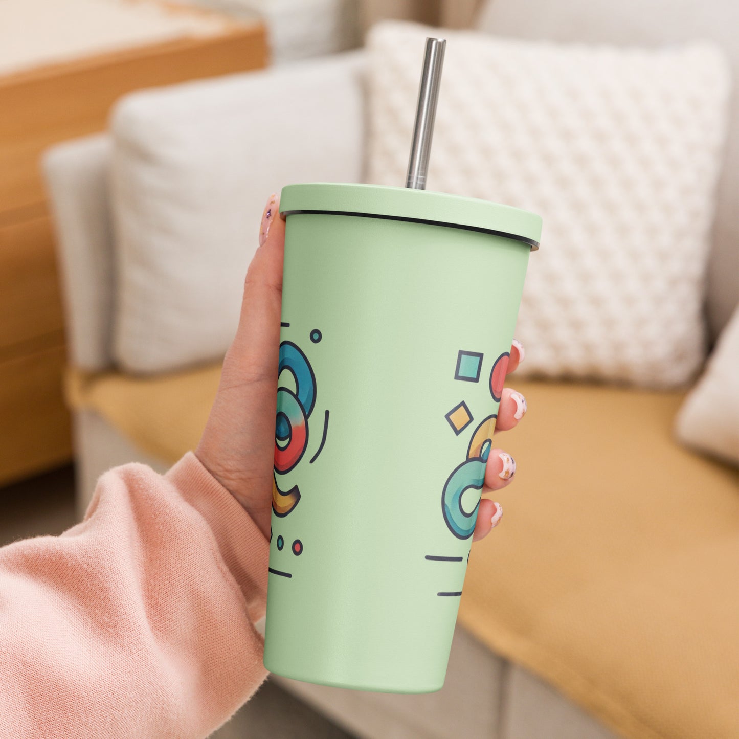 GeoMatrix Insulated tumbler with a straw