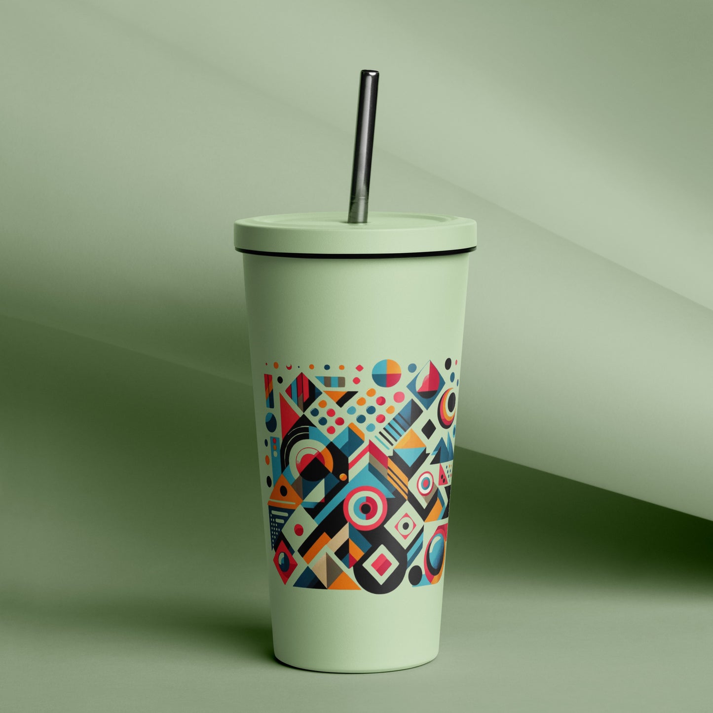 Geometric Harmony Insulated tumbler with a straw