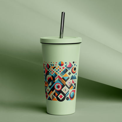 Geometric Harmony Insulated tumbler with a straw