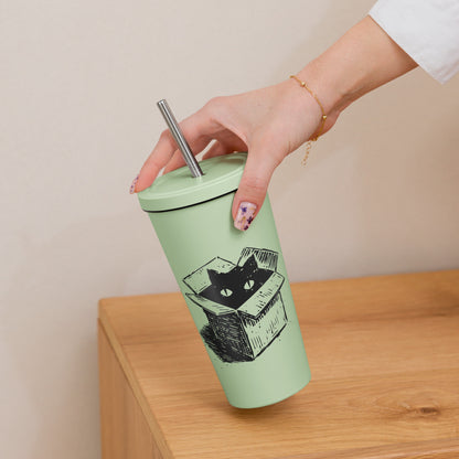 What happened to Schrodinger's cat? Insulated tumbler with a straw
