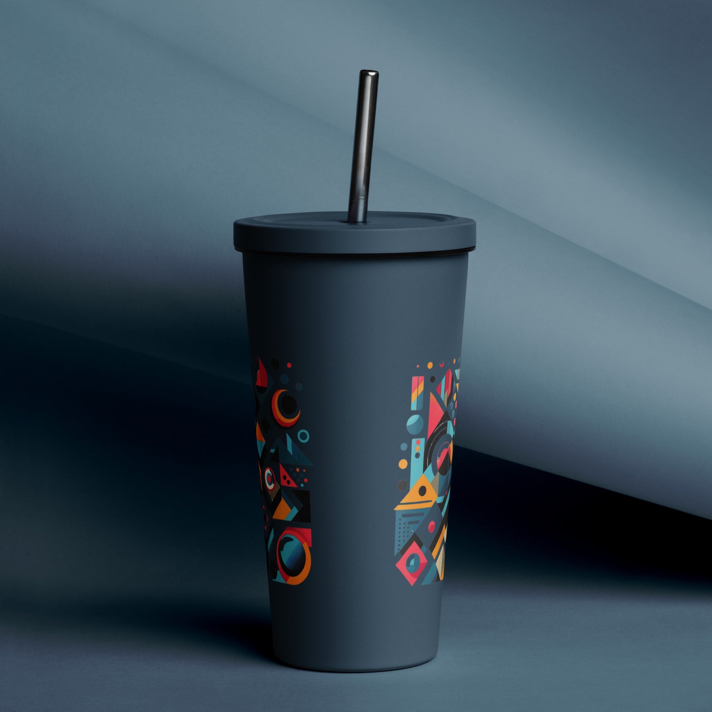 Geometric Harmony Insulated tumbler with a straw