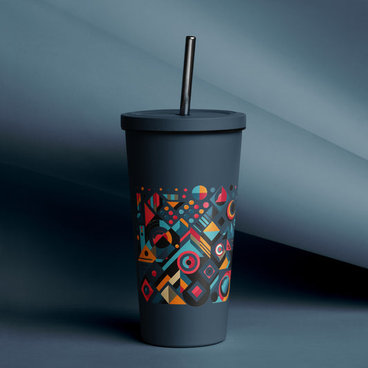 Geometric Harmony Insulated tumbler with a straw