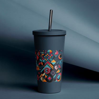 Geometric Harmony Insulated tumbler with a straw