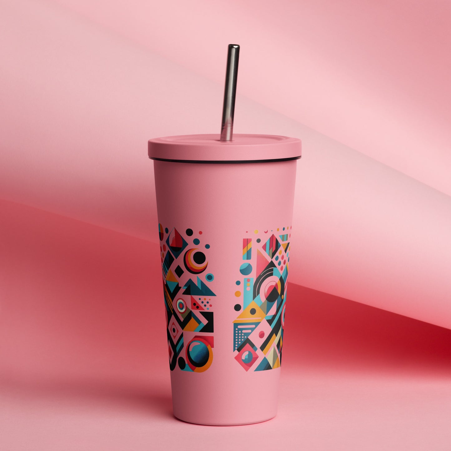 Geometric Harmony Insulated tumbler with a straw