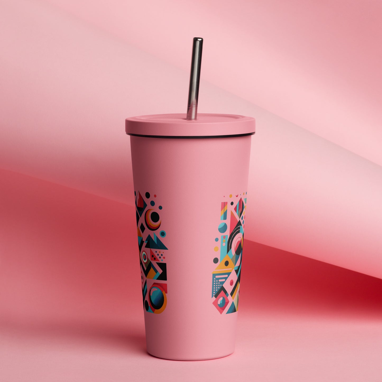 Geometric Harmony Insulated tumbler with a straw