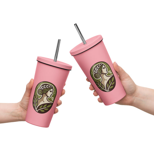 Virgo Insulated tumbler with a straw