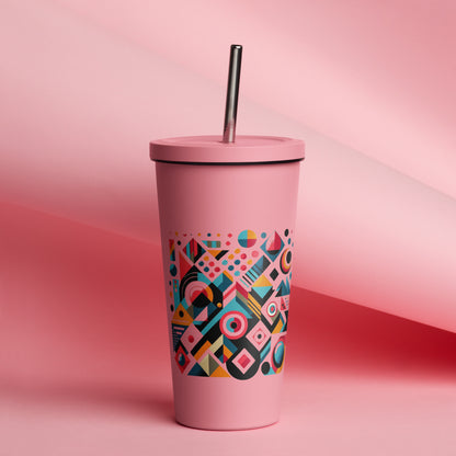 Geometric Harmony Insulated tumbler with a straw