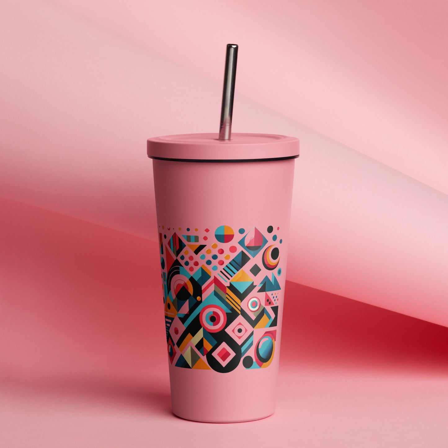 Geometric Harmony Insulated tumbler with a straw