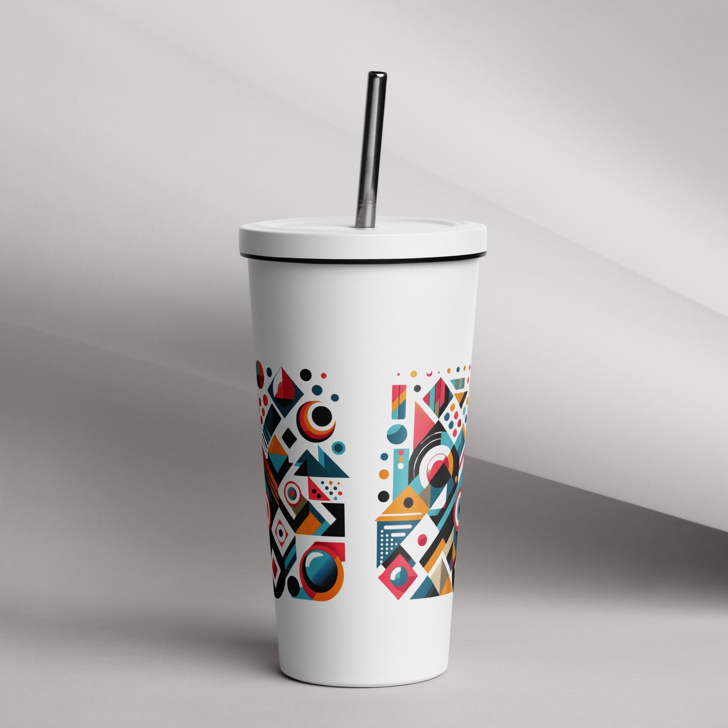 Geometric Harmony Insulated tumbler with a straw