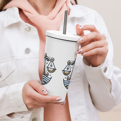 Libra Insulated tumbler with a straw