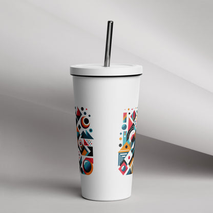 Geometric Harmony Insulated tumbler with a straw