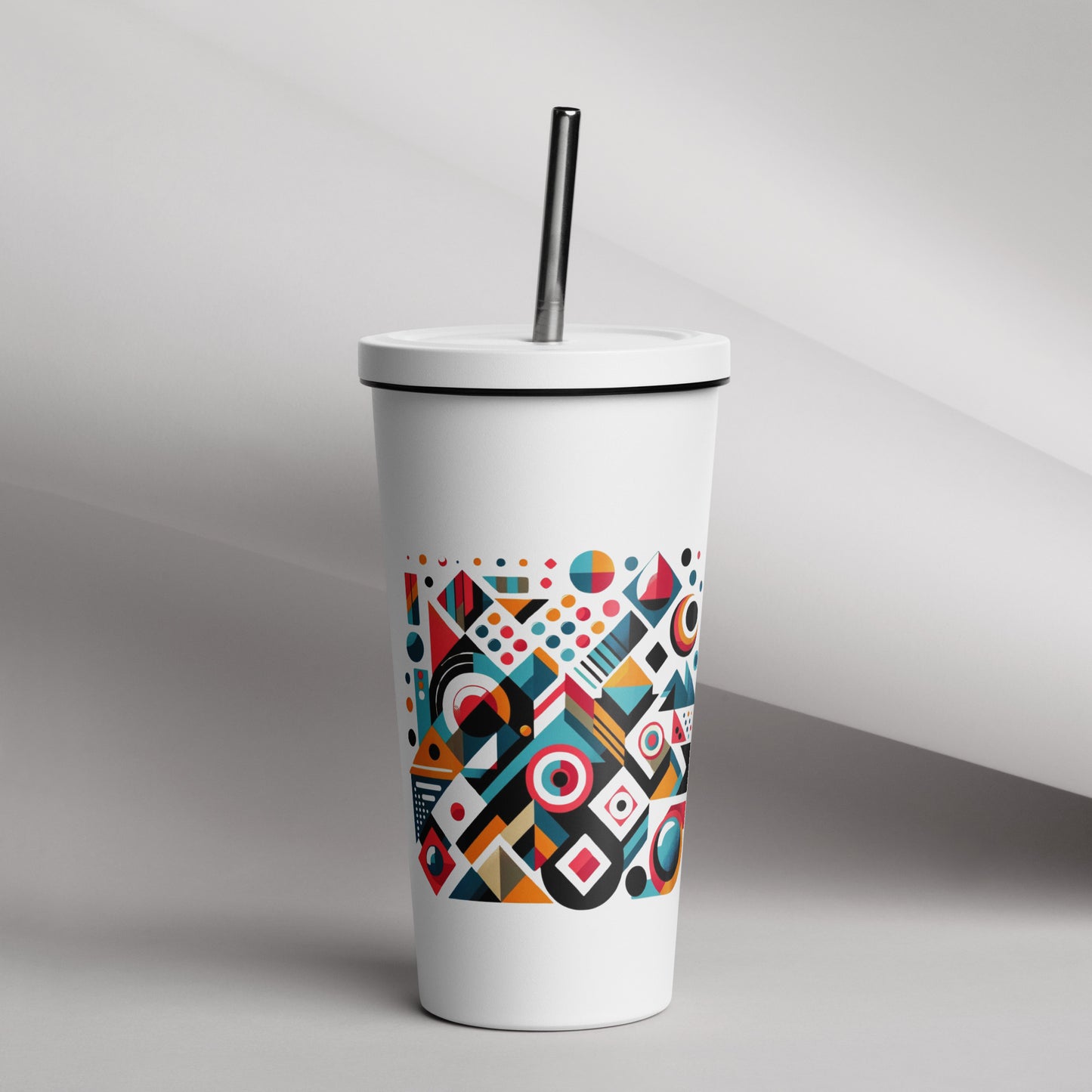 Geometric Harmony Insulated tumbler with a straw