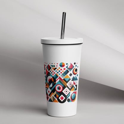 Geometric Harmony Insulated tumbler with a straw