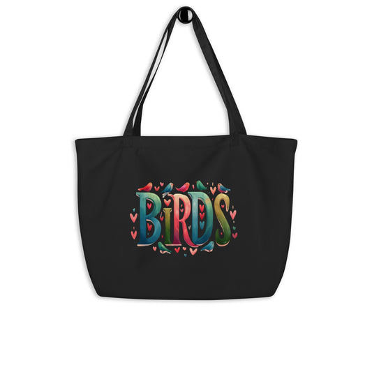 Birds! Large organic tote bag