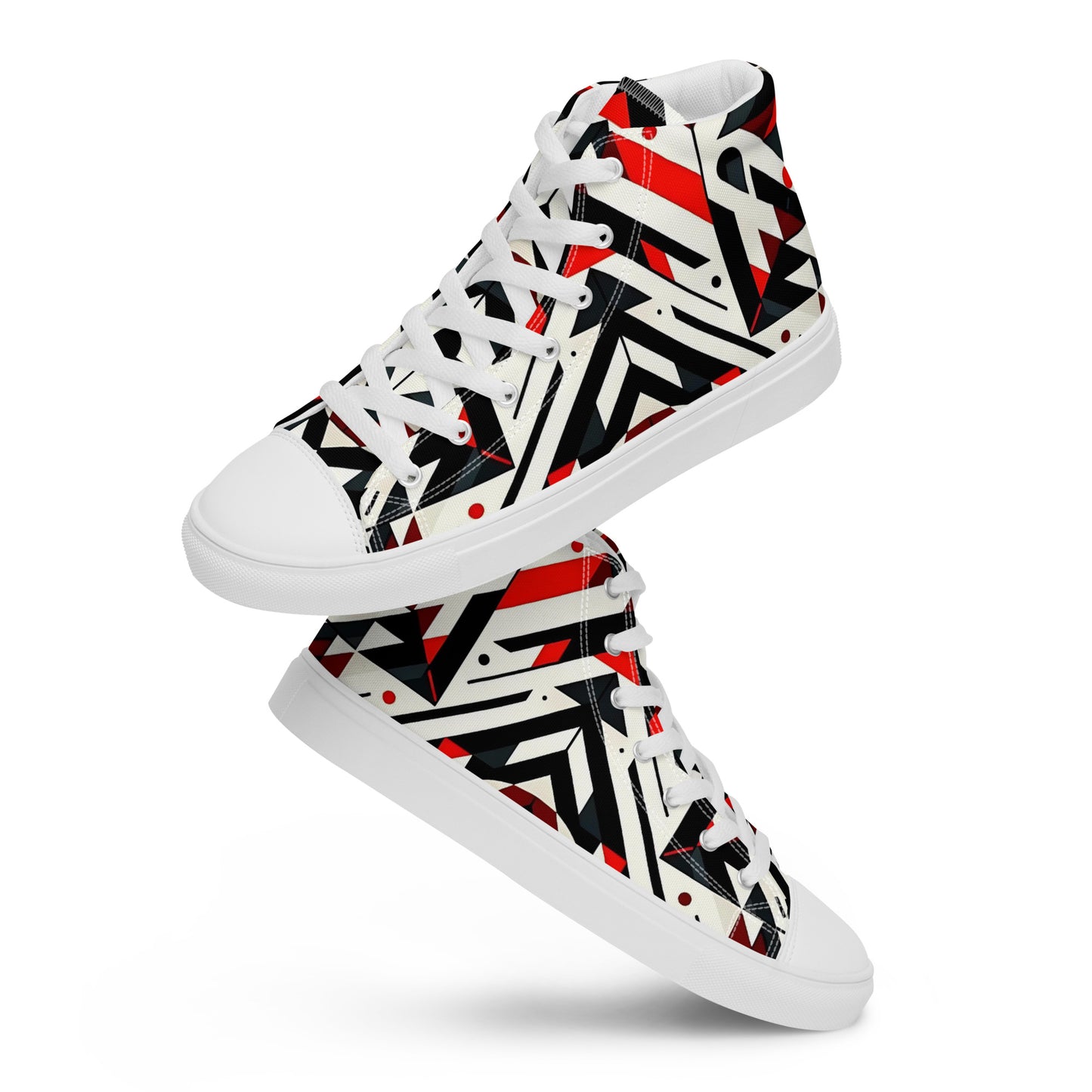 Crimson Noir Geometrics Men’s high top canvas shoes