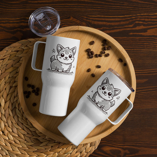 Corgi Cuteness Travel mug with a handle