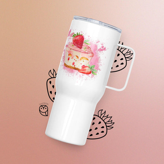 Strawberry Cheese cake Travel mug with a handle