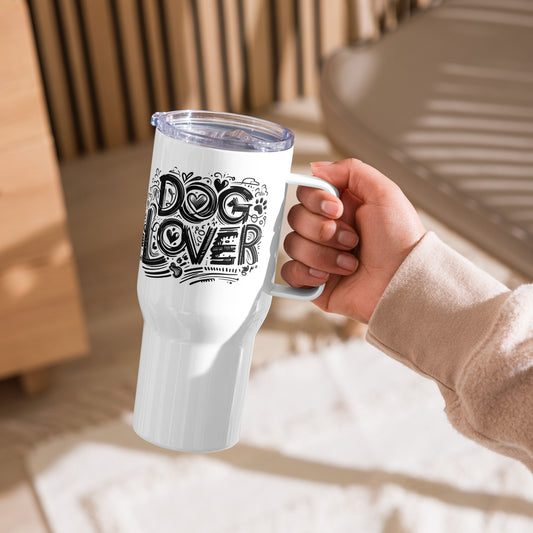Dog Lover! Travel mug with a handle