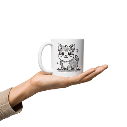 Corgi Cuteness White glossy mug