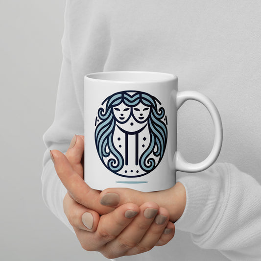 Gemini White glossy mug