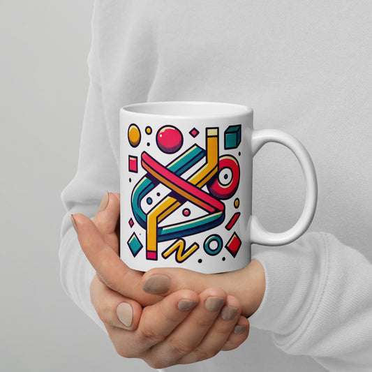 Retro weave White glossy mug