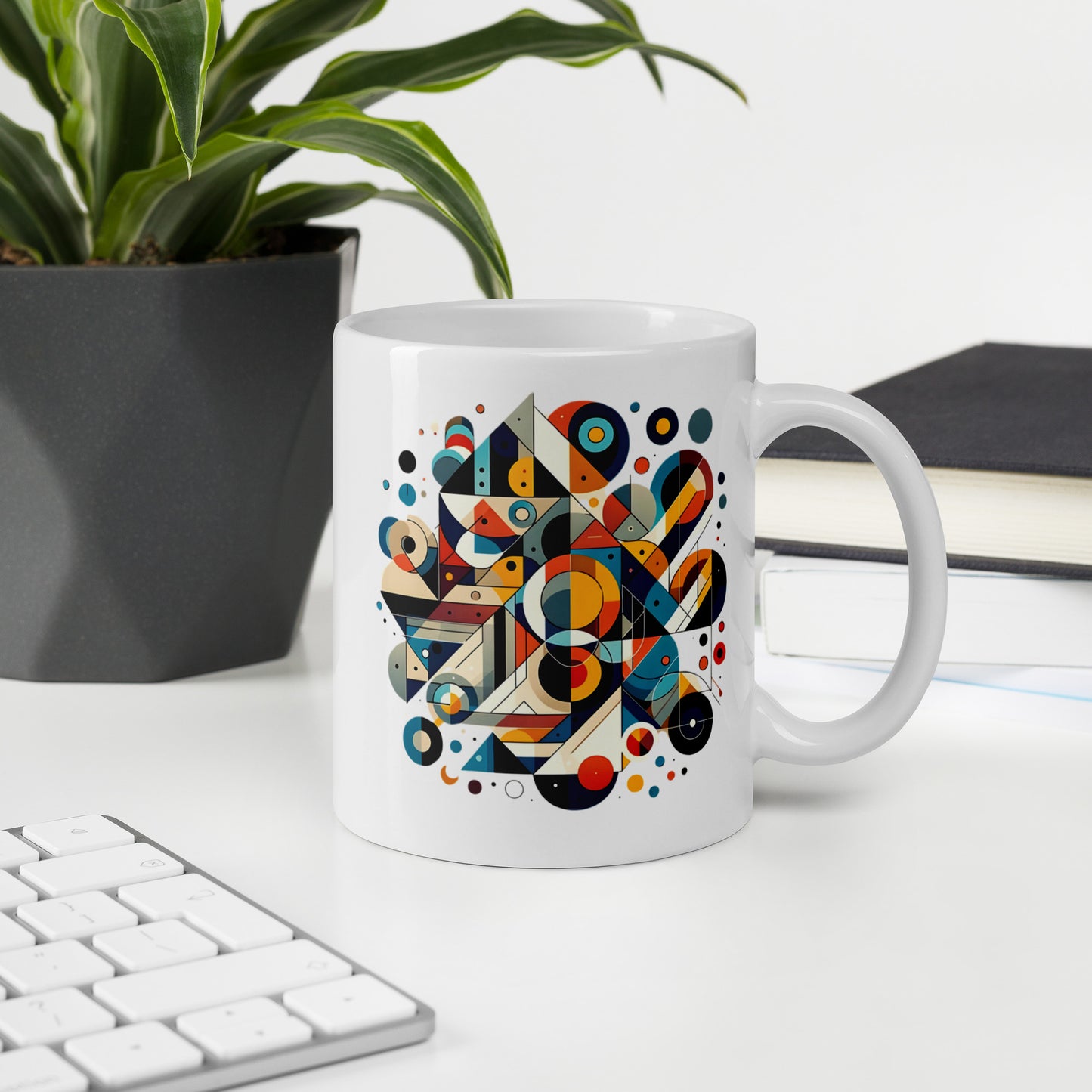 Geometric Harmony White glossy mug