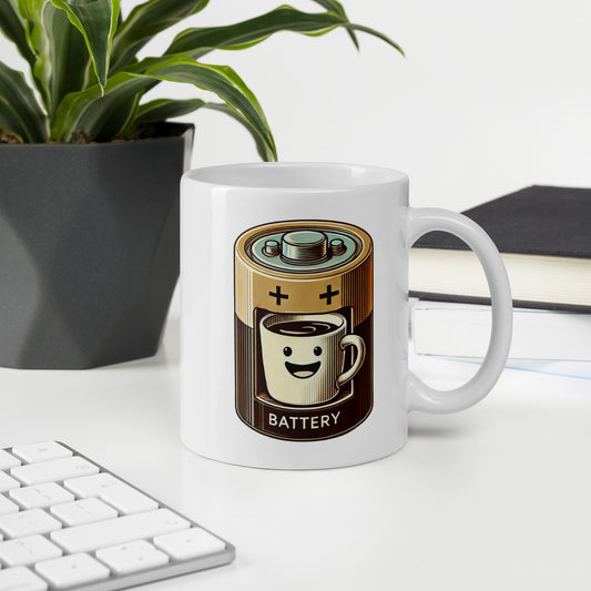 Coffee Battery White glossy mug