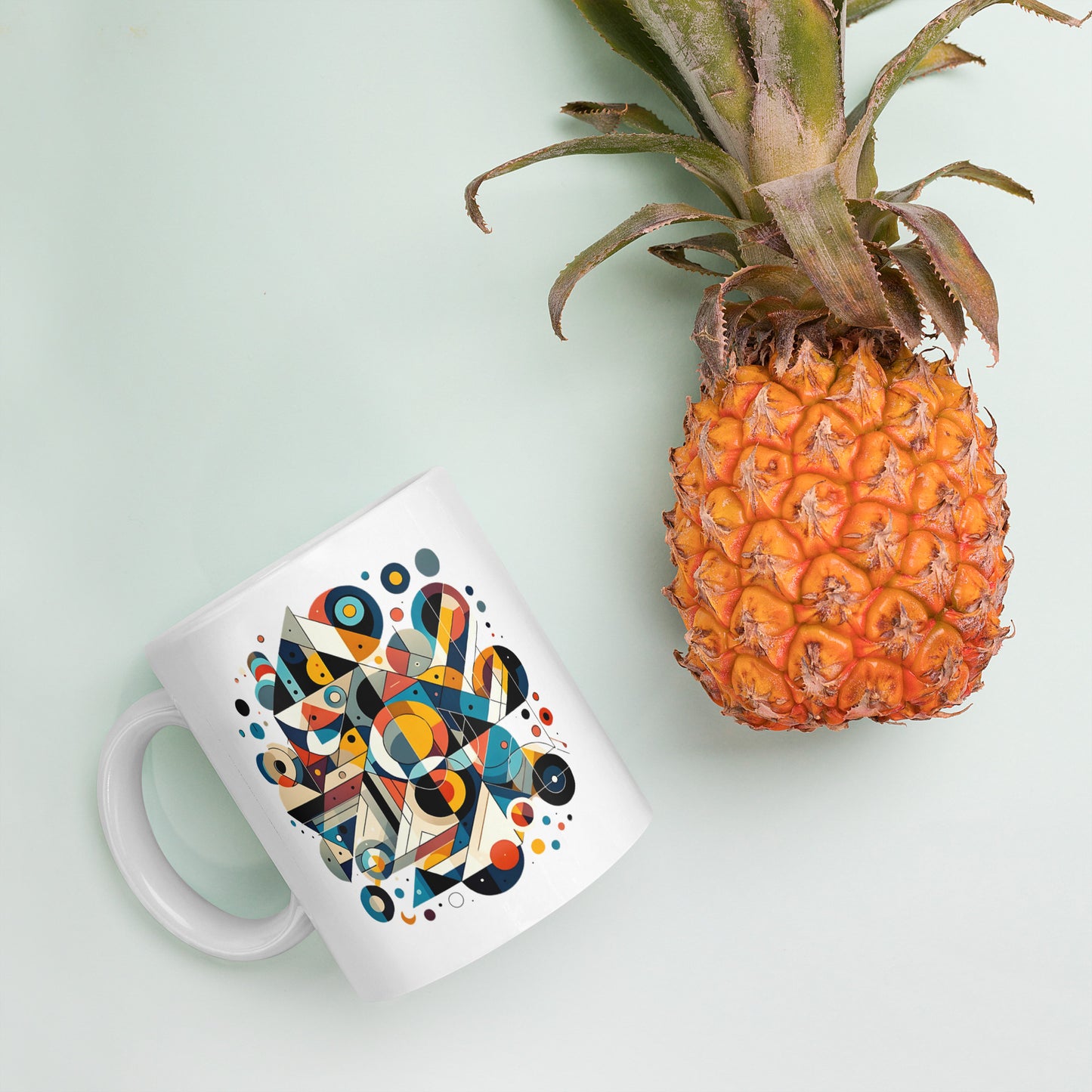 Geometric Harmony White glossy mug