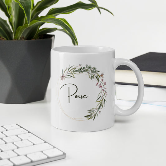 Poise White glossy mug