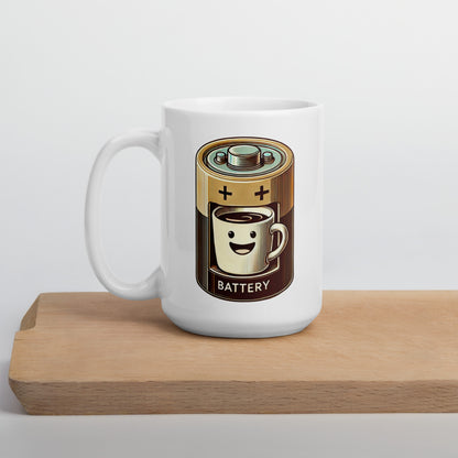 Coffee Battery White glossy mug