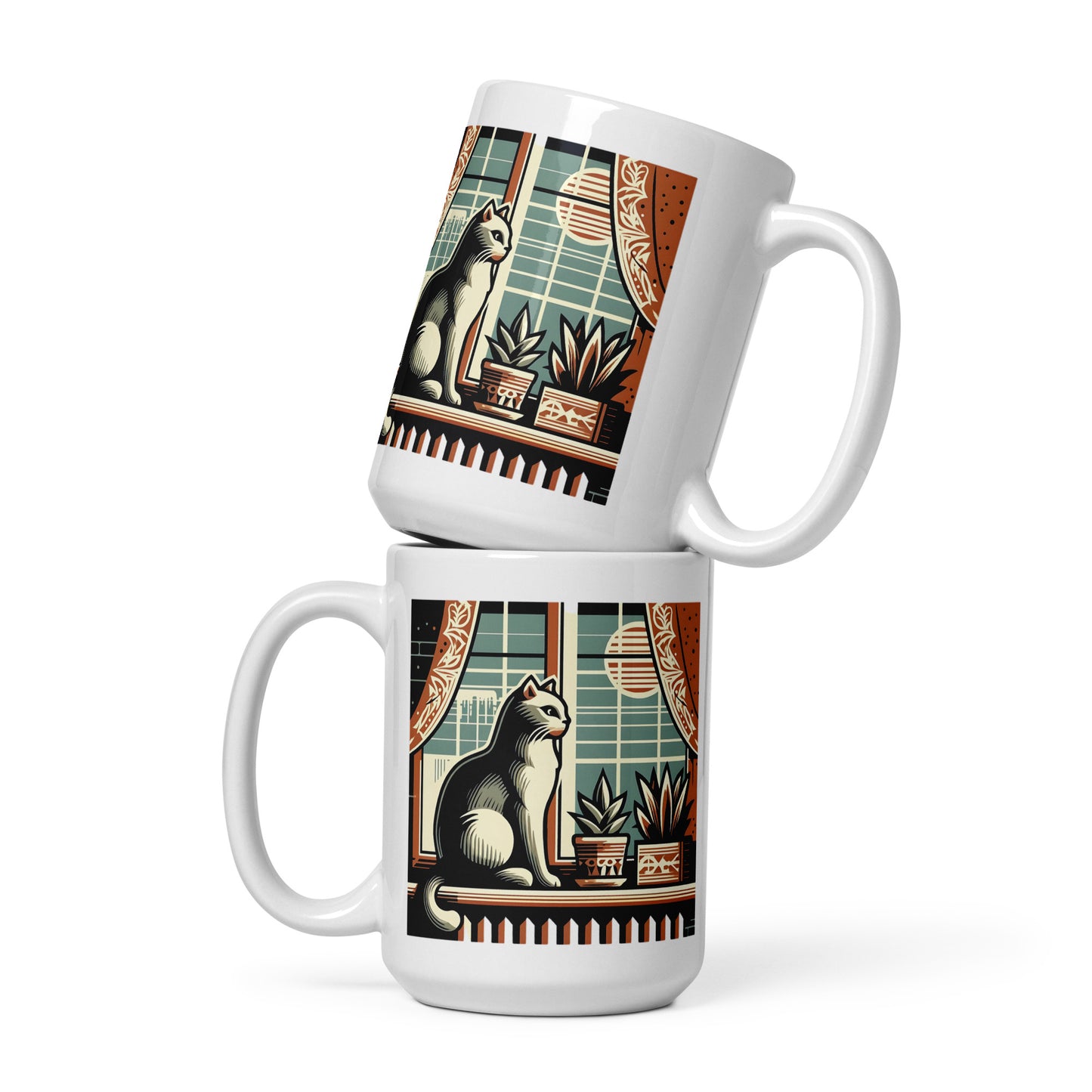 Cat house White glossy mug