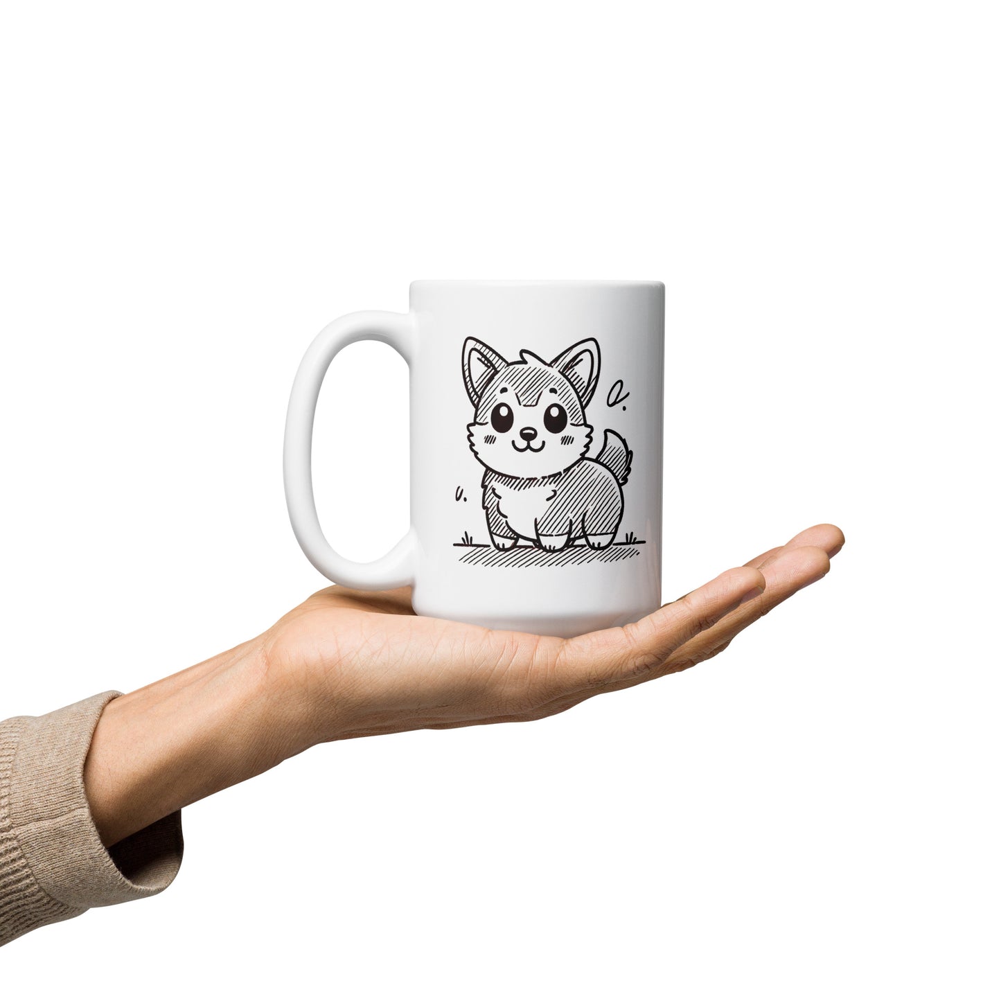 Corgi Cuteness White glossy mug