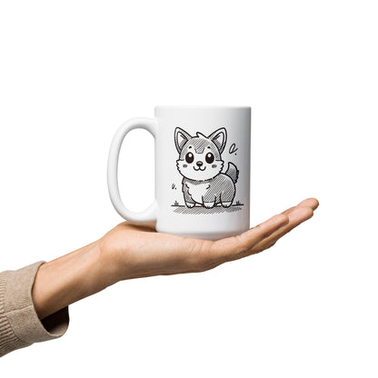 Corgi Cuteness White glossy mug