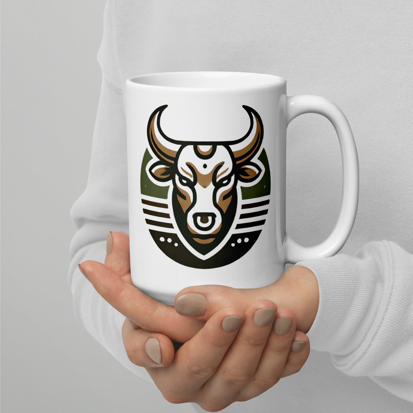 Taurus White glossy mug