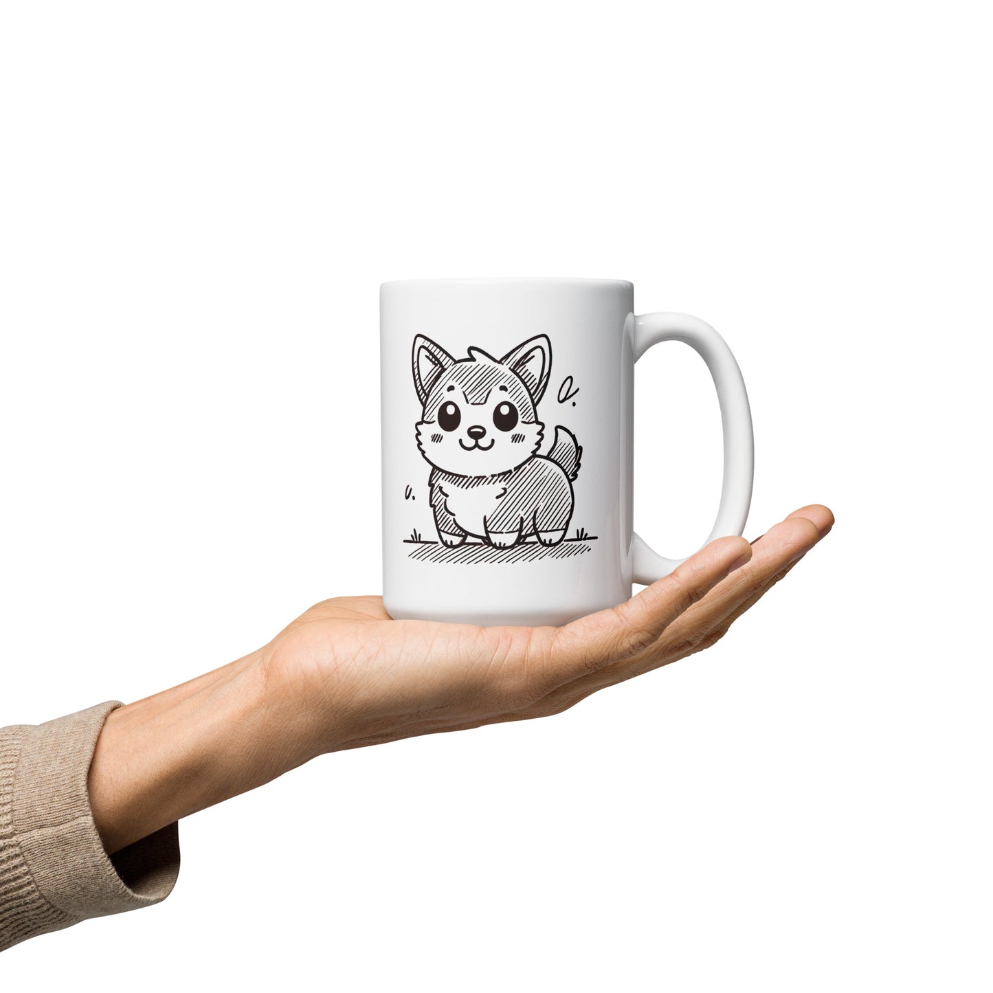 Corgi Cuteness White glossy mug