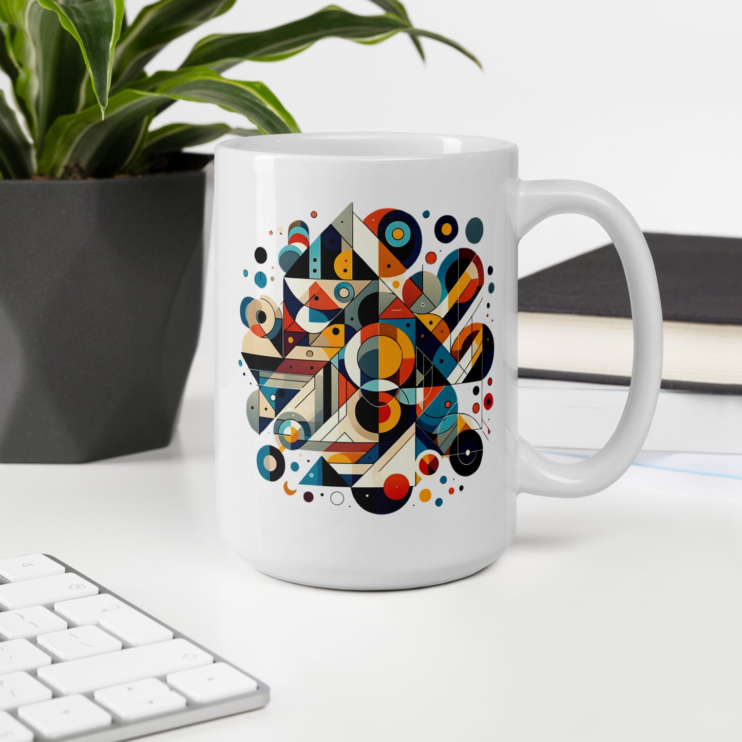 Geometric Harmony White glossy mug