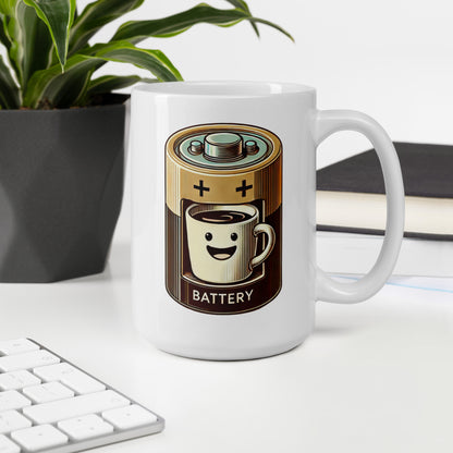 Coffee Battery White glossy mug