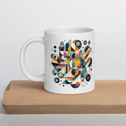 Geometric Harmony White glossy mug