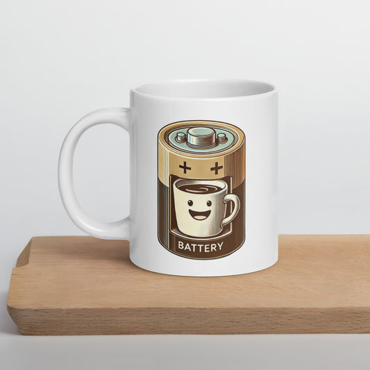 Coffee Battery White glossy mug