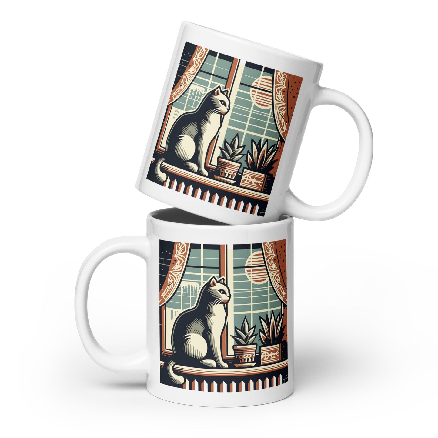 Cat house White glossy mug